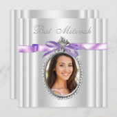 ラベンダーパープルフォトバルミツワー 招待状 (正面/裏面)