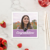 ラベンダーパープルフォト卒業クラス2022 スタンダードカクテルナプキン (インサイチュ)