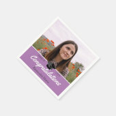 ラベンダーパープルフォト卒業クラス2022 スタンダードカクテルナプキン (角)