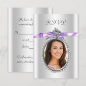 ラベンダーパープルフォトRSVPカード 出欠カード (正面/裏面)