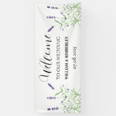 ラベンダーパープルフラワーエレガント素朴な結婚式 横断幕 (縦)