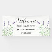 ラベンダーパープルフラワーエレガント素朴な結婚式 横断幕 (横)