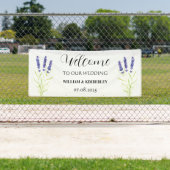 ラベンダーパープルフラワーエレガント素朴な結婚式 横断幕 (インサイチュ)