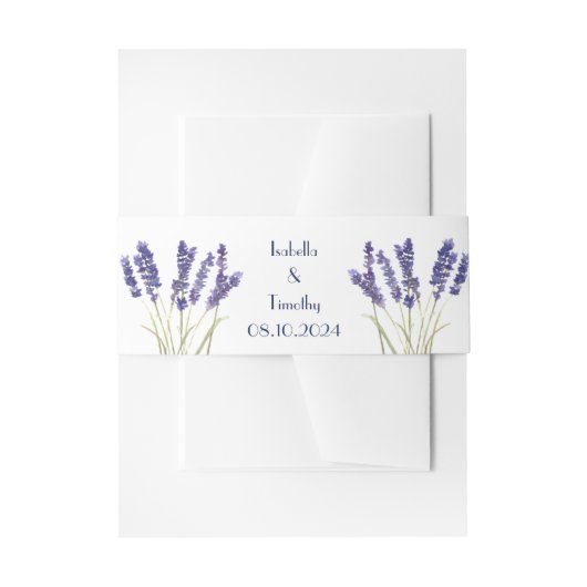 ラベンダーパープルフラワーズエレガントウェディング 招待状ベリーバンド (正面例)