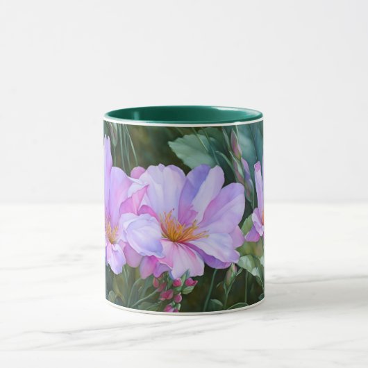 ラベンダーパープルフラワーズフローラアートマグカップ マグカップ (中央)