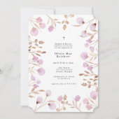 ラベンダーパープルフラワーフォト《キリスト教》洗礼式や命名式バプテスマ 招待状 (正面)