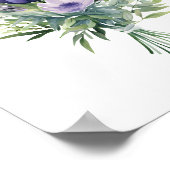 ラベンダーパープルフラワーユーカリ緑の花束 ポスター (角)