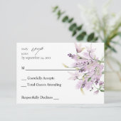 ラベンダーパープルフローラいいえ食事RSVP 2 出欠カード (スタンド正面)