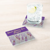 ラベンダーパープルフローラアート心配しない幸せ ガラスコースター (アングル)