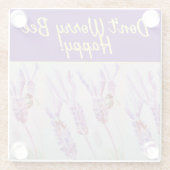 ラベンダーパープルフローラアート心配しない幸せ ガラスコースター (裏面)