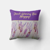 ラベンダーパープルフローラアート心配しない幸せ クッション (裏面)