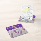 ラベンダーパープルフローラアート心配しない幸せ スクエアペーパーコースター (インサイチュ)