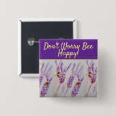 ラベンダーパープルフローラアート心配しない幸せ 缶バッジ (正面&裏面)