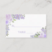 ラベンダーパープルフローラエレガントなウェディングエスコートカード プレイスカード (正面)