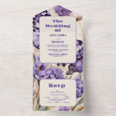 ラベンダーパープルフローラエレガントな結婚式 オールインワン招待状 (内側)