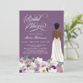 ラベンダーパープルフローラエレガントガウンブライダルシャワー 招待状 (スタンド正面)