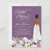 ラベンダーパープルフローラエレガントガウンブライダルシャワー 招待状 (正面)