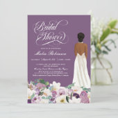 ラベンダーパープルフローラエレガントガウンブライダルシャワー 招待状 (スタンド正面)