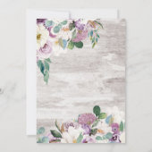 ラベンダーパープルフローラエレガントガウンブライダルシャワー 招待状 (裏面)