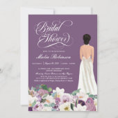 ラベンダーパープルフローラエレガントガウンブライダルシャワー 招待状 (正面)