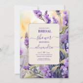 ラベンダーパープルフローラエレガントブライダルシャワー 招待状 (正面)