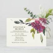 ラベンダーパープルフローラグリーンリー結婚クリスチャン 招待状 (スタンド正面)