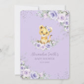 ラベンダーパープルフローラスイートライオンキュブベビーシャワー 招待状 (裏面)