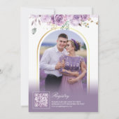 ラベンダーパープルフローラティーパーティーブライダルシャワー 招待状 (裏面)