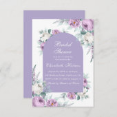ラベンダーパープルフローラブライダルシャワー招待 招待状 (正面/裏面)