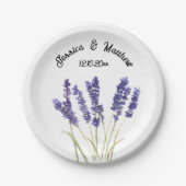 ラベンダーパープルフローラボーホウォーターカラーウェディング ペーパープレート (正面)