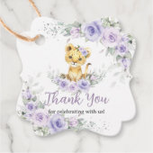 ラベンダーパープルフローラライオンキュブベビーシャワー フェイバータグ (正面)