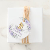 ラベンダーパープルフローラライオンキュブベビーシャワー フェイバータグ (インサイチュ)