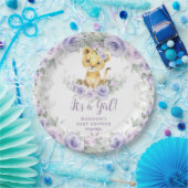 ラベンダーパープルフローラライオンキュブベビーシャワー ペーパープレート (パーティー)