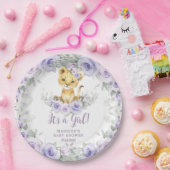 ラベンダーパープルフローラライオンキュブベビーシャワー ペーパープレート (パーティー)