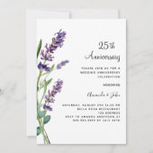 ラベンダーパープルフローラル25th結婚記念日 招待状 (正面)