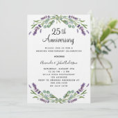 ラベンダーパープルフローラル25th結婚記念日 招待状 (スタンド正面)
