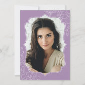 ラベンダーパープルフローラ写真40th誕生日パーティー 招待状 (裏面)