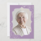 ラベンダーパープルフローラ写真90th誕生日パーティー 招待状 (裏面)