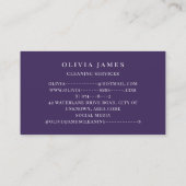 ラベンダーパープルフローラ清掃メイドハウスキーパー 名刺 (裏面)