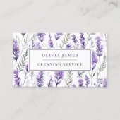 ラベンダーパープルフローラ清掃メイドハウスキーパー 名刺 (正面)
