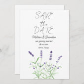 ラベンダーパープルフローラ素朴結婚の花 招待状 (正面/裏面)