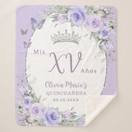 ラベンダーパープルフローラ蝶キンセアニラ シェルパブランケット