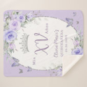 ラベンダーパープルフローラ蝶キンセアニラ シェルパブランケット (正面(横))