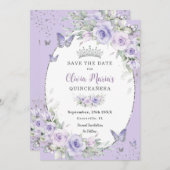 ラベンダーパープルフローラ蝶キンセアニラ セーブザデート (正面/裏面)