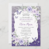 ラベンダーパープルフローラ蝶キンセアニラ 招待状 (正面)