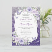 ラベンダーパープルフローラ蝶キンセアニラ 招待状 (スタンド正面)