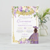 ラベンダーパープルフローラ&金ゴールドチャロキンセアニェラ 招待状 (スタンド正面)