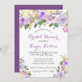 ラベンダーパープルブライダルシャワーへの招待 招待状 (正面/裏面)