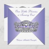 ラベンダーパープルプリンセスファーストバースデーパーティー 招待状 (正面/裏面)