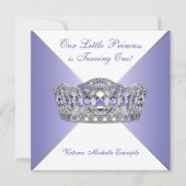 ラベンダーパープルプリンセスファーストバースデーパーティー 招待状 (正面)